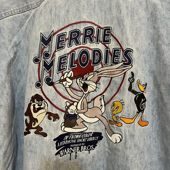Vintage looney tunes denim button down shirt - Picture 3 of 5